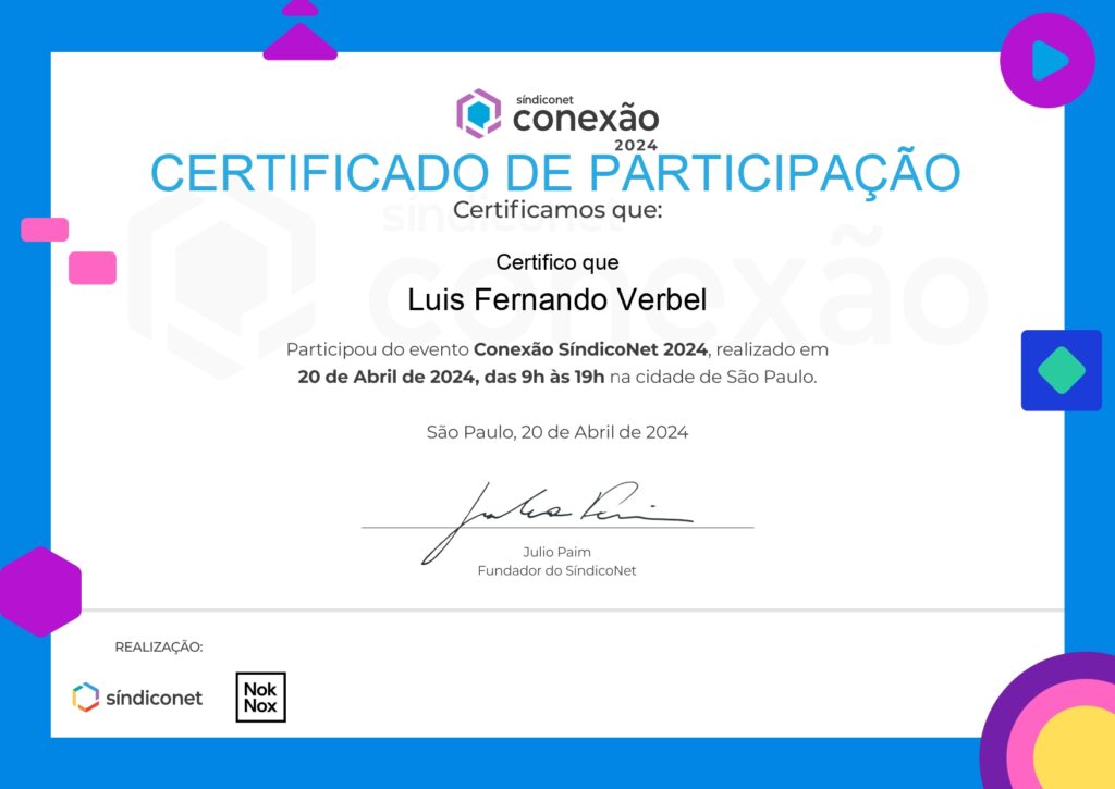 Certificado de Participação Síndico Net 2024